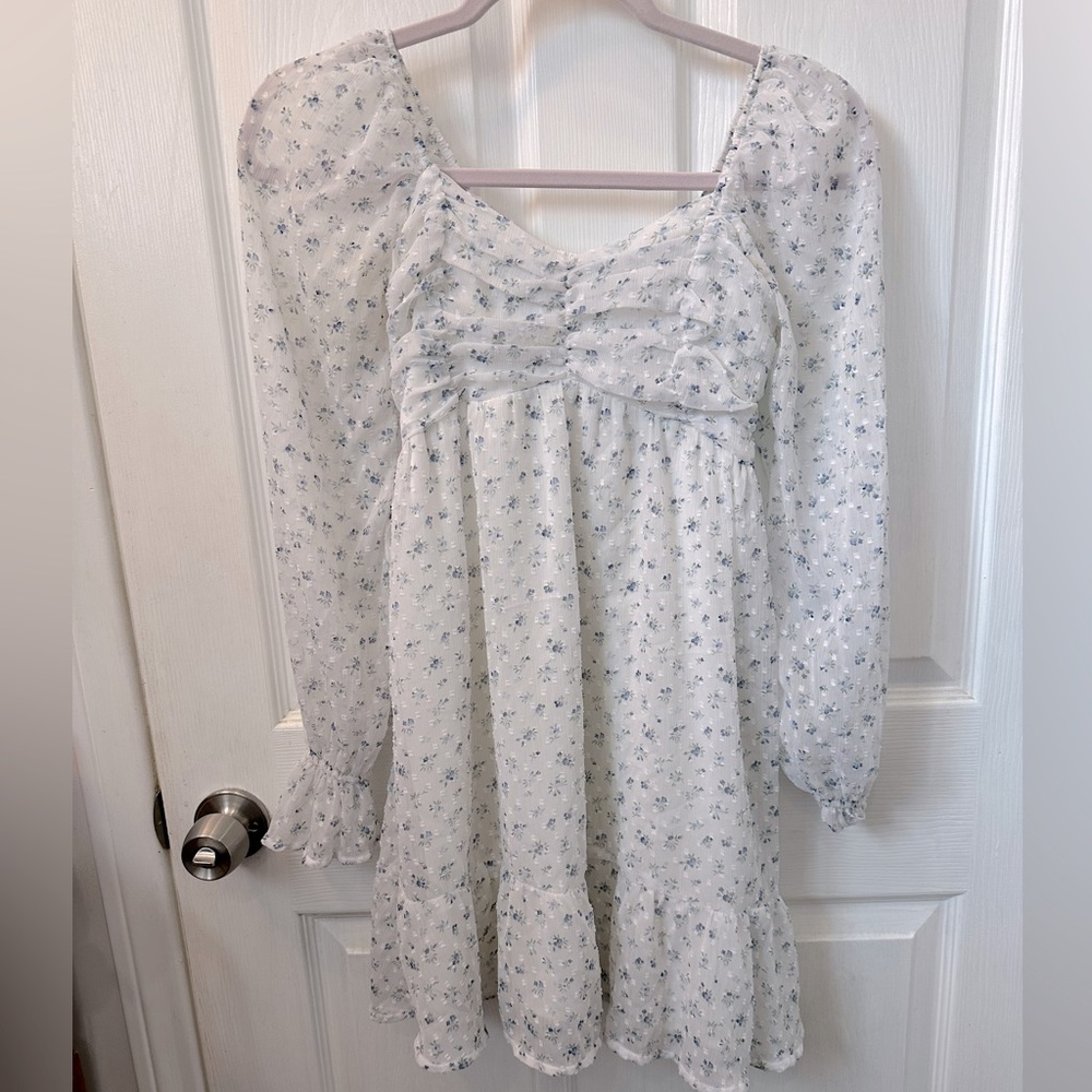 Hollister White & Blue Floral Dress